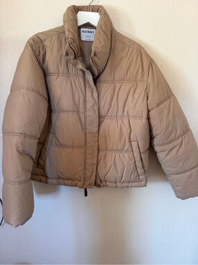 Old Navy Beige/Tan Quilted Puffer Jacket